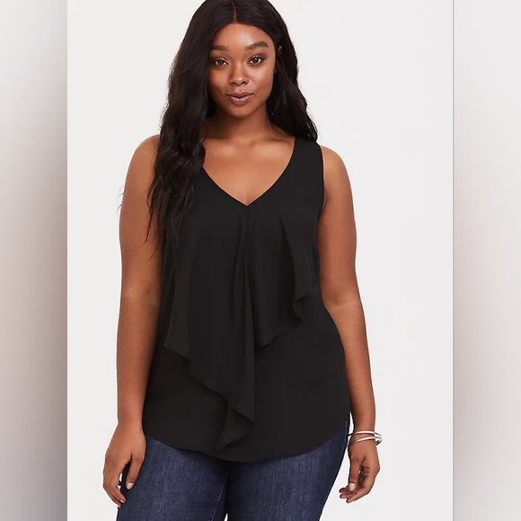 Torrid Georgette Tank with Front Ruffle, Size 2 - Picture 1 of 5